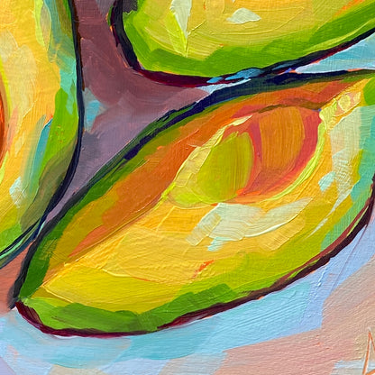 Aguacate y medio - Pintura al óleo original - 8x8 pulgadas