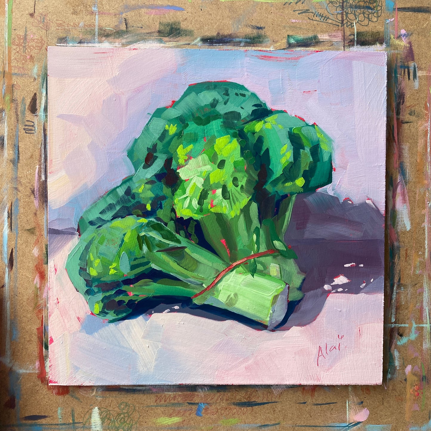 Pintura al óleo de brócoli