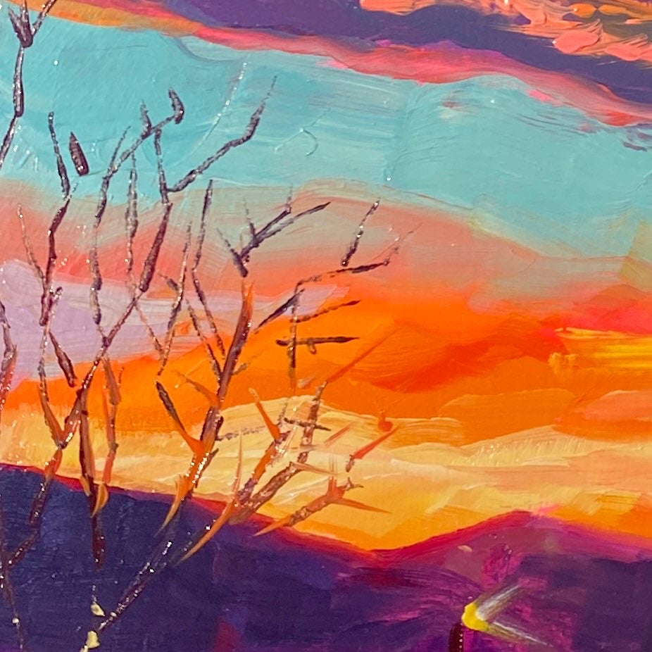 Fiery Sky Oil Painting | Vibrant Sunset Landscape | Alai Ganuza