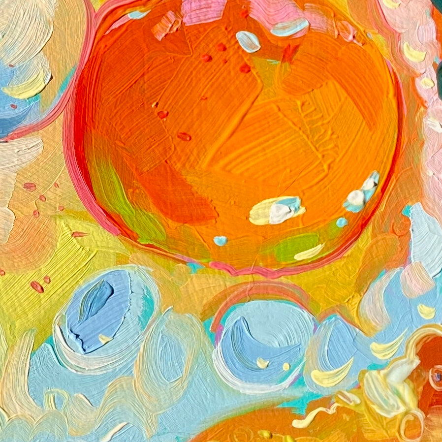 Pintura al óleo de huevo frito