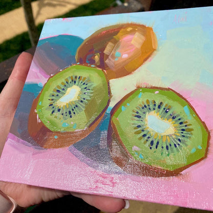 Pintura al óleo de kiwis