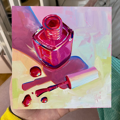 Nail Polish - Original Oil Painting - 6x6 inches