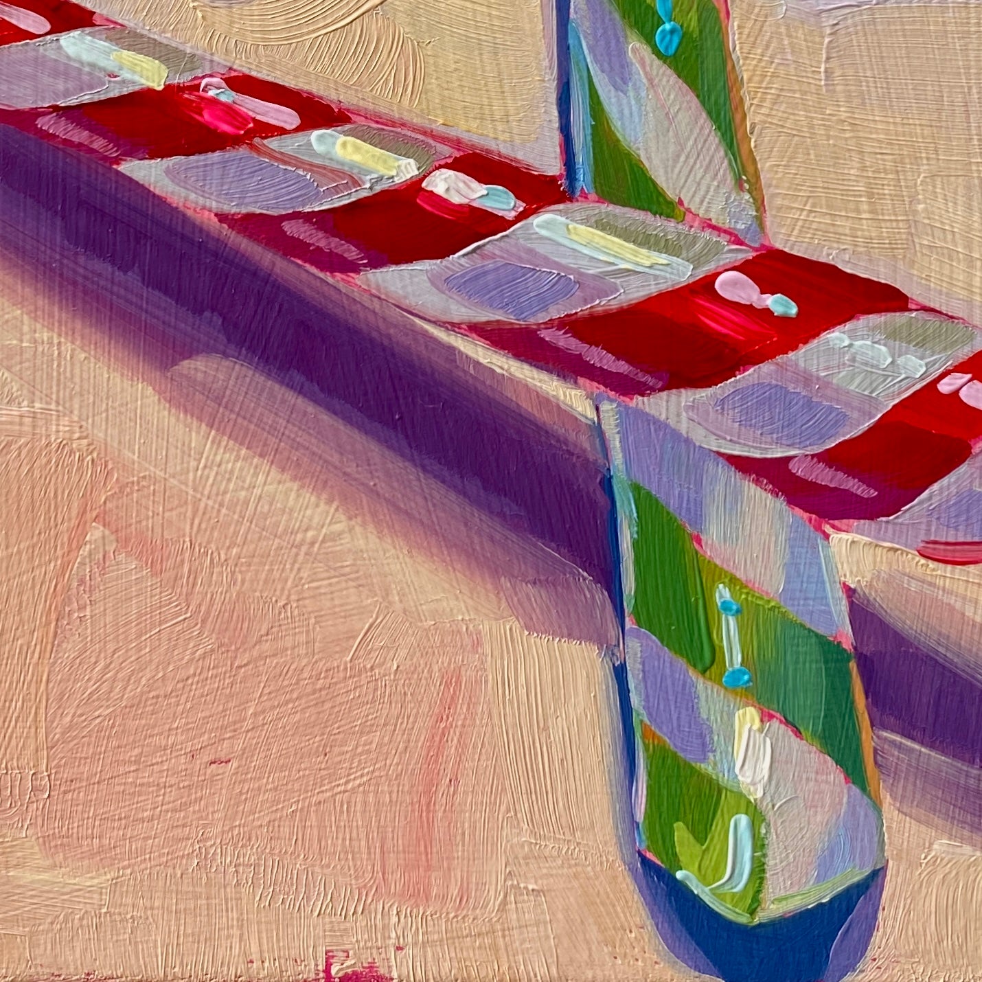 Candy Cane Christmas - Original Oil Painting - 6x6 inches