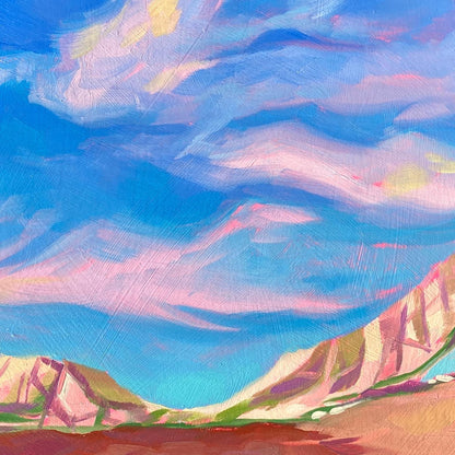 Pintura al óleo del cielo de la playa