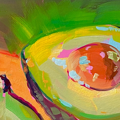 Glowing Avocados - Original Oil Painting - Kitchen Wall Art - 6 inches