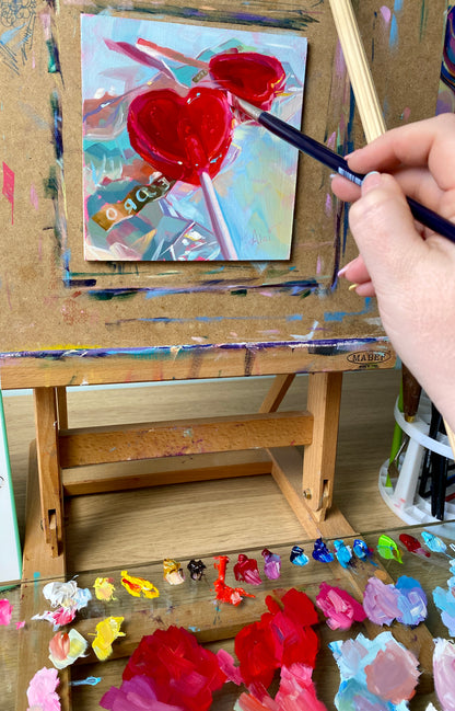 Pintura al óleo de paletas de corazón
