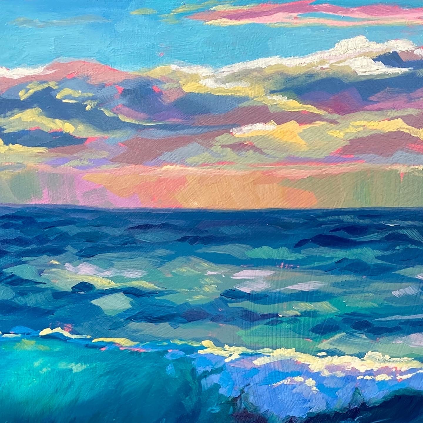 Oceanscape in pink - Pintura Original al Óleo