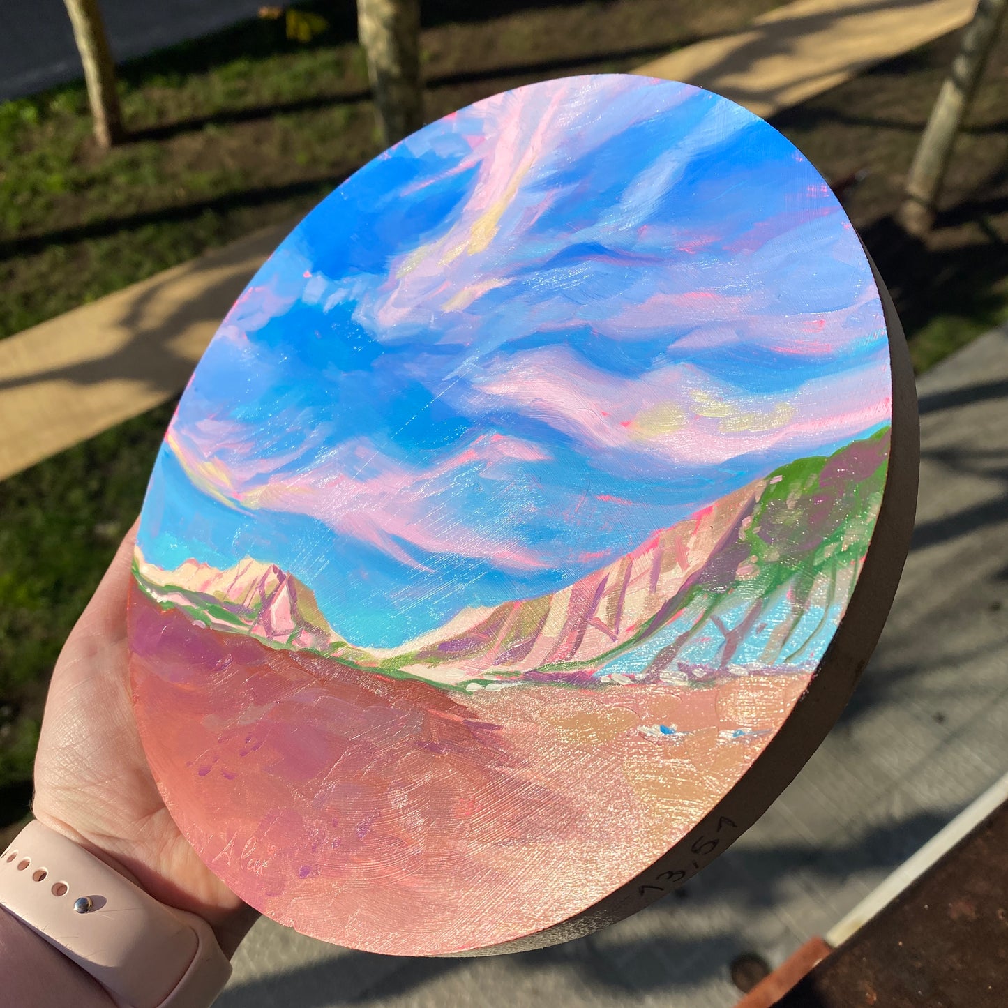 Pintura al óleo del cielo de la playa