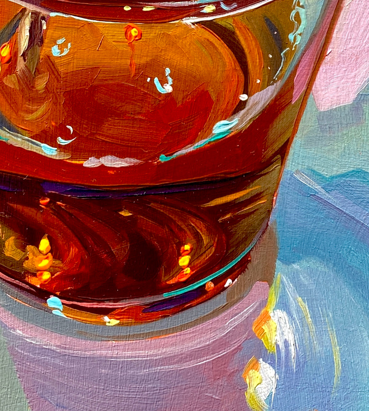 Cold Tea Glass - Original Oil Painting - Drink Art - 7x8 inches