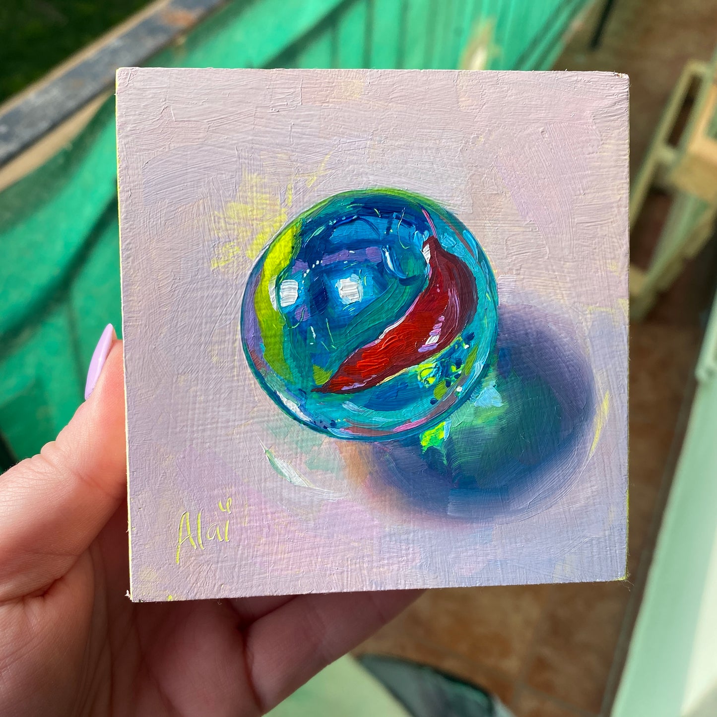 Pintura al óleo de mármol de agua de mar