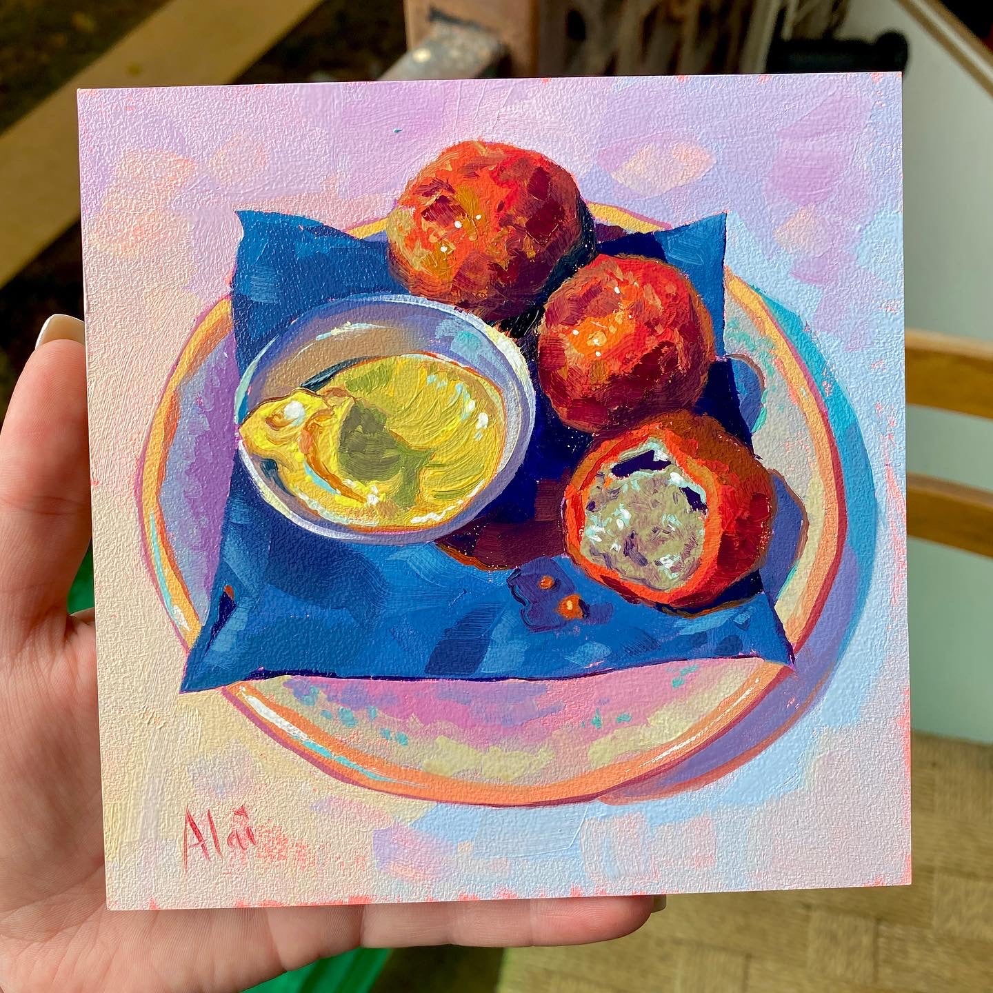 Bitterballen - Original Oil Painting - Dutch Food Art - 6 inches