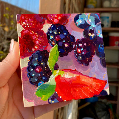 Caja de bayas II - Pintura al óleo original