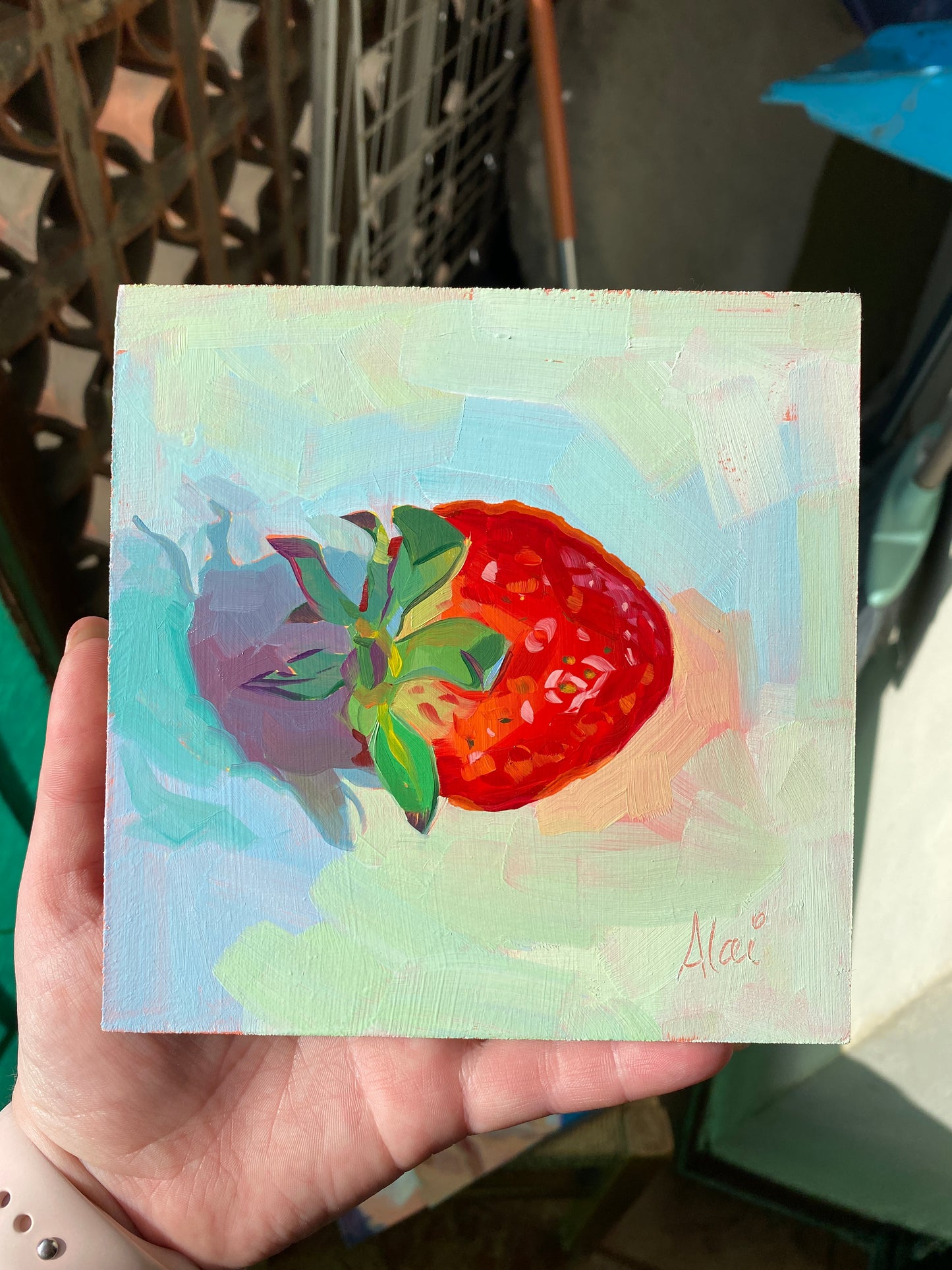 Pintura al óleo individual de fresa
