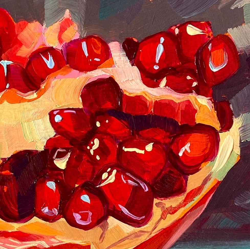 Pintura al óleo de granada