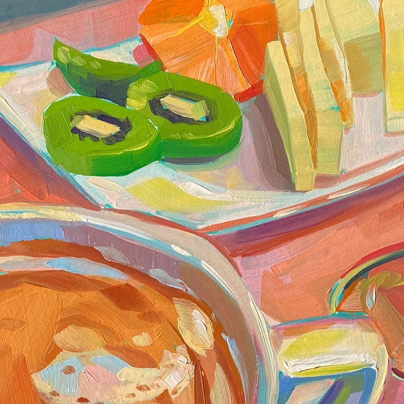 Coffee Breakfast - Original Oil Painting - Morning Still Life Art - 10x10 inches