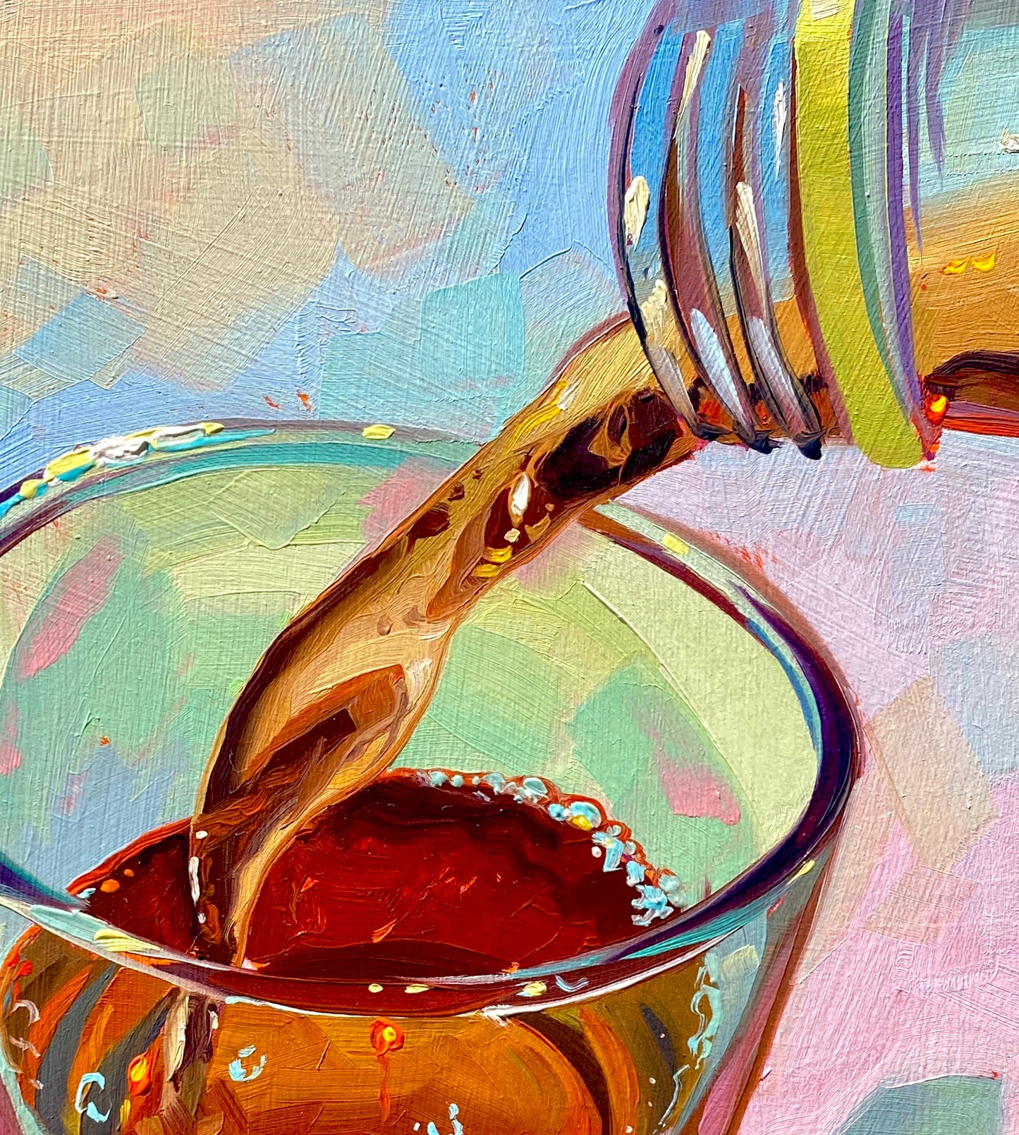 Cold Tea Glass - Original Oil Painting - Drink Art - 7x8 inches