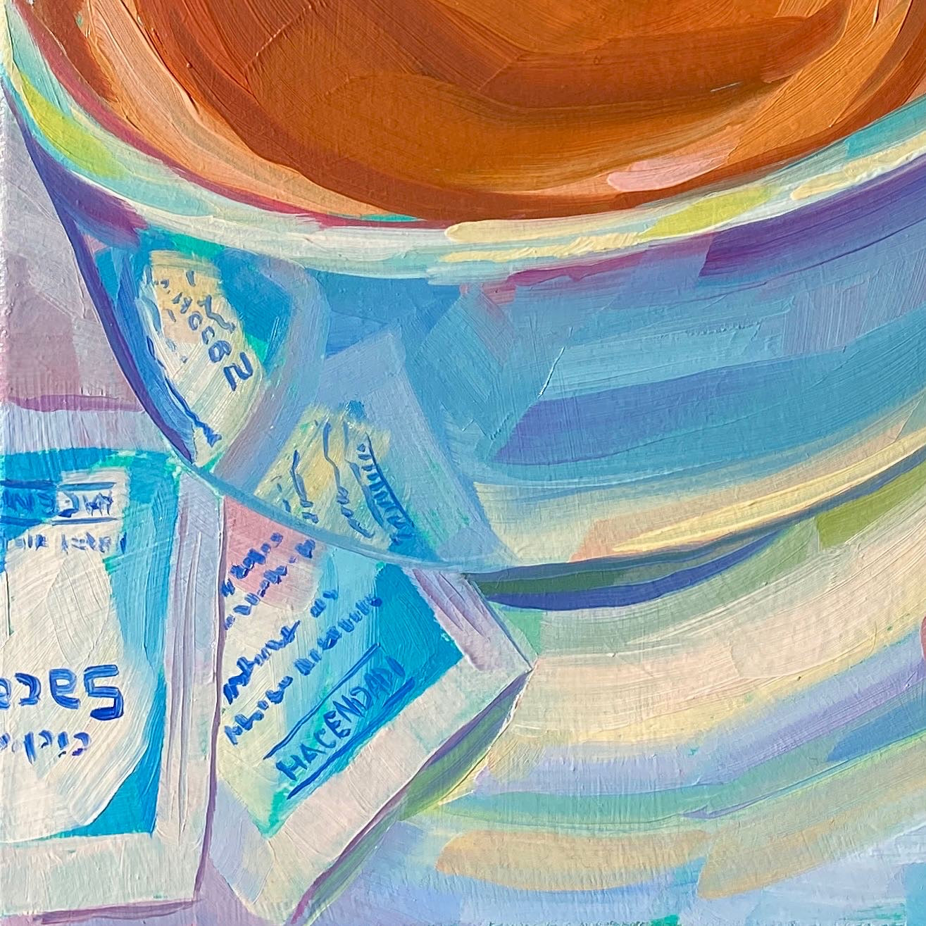 Coffee Breakfast - Original Oil Painting - Morning Still Life Art - 10x10 inches