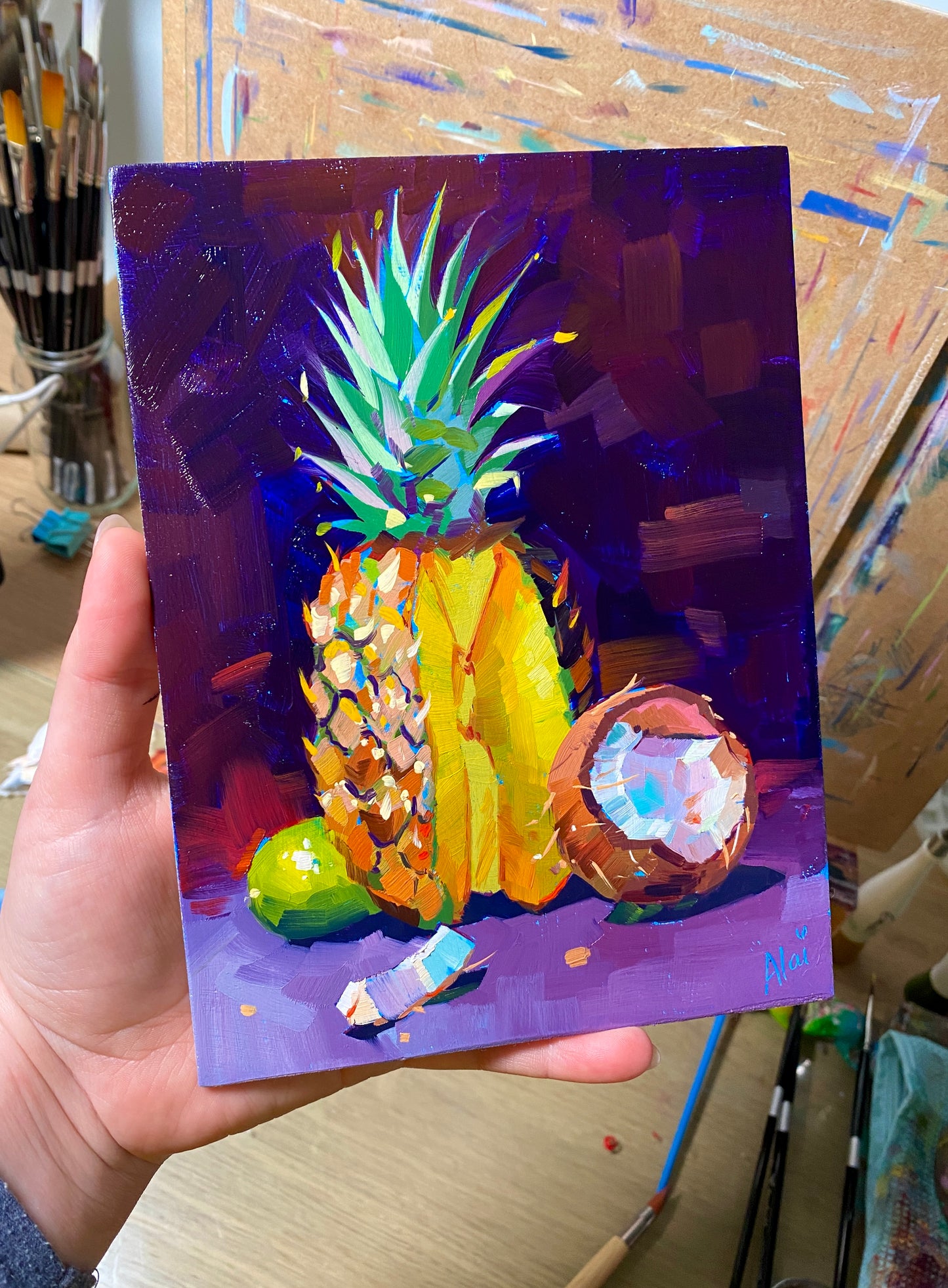 Estudio tropical - Pintura al óleo original