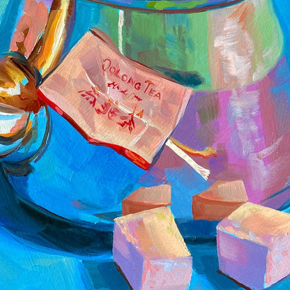 Té Oolong - tetera - Pintura al óleo