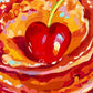 Heart cherries and pancakes - Original Oil Painting
