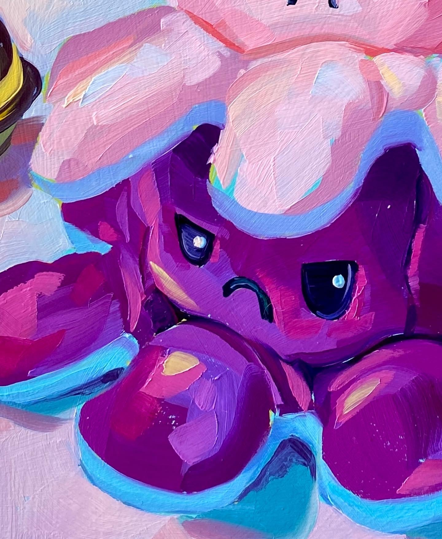 Tower of Grumpy Octopus Painting | Vibrant Plushie Art | Alai
