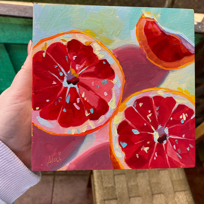 Grapefruits II - Original Oil Painting - 6x6 inches