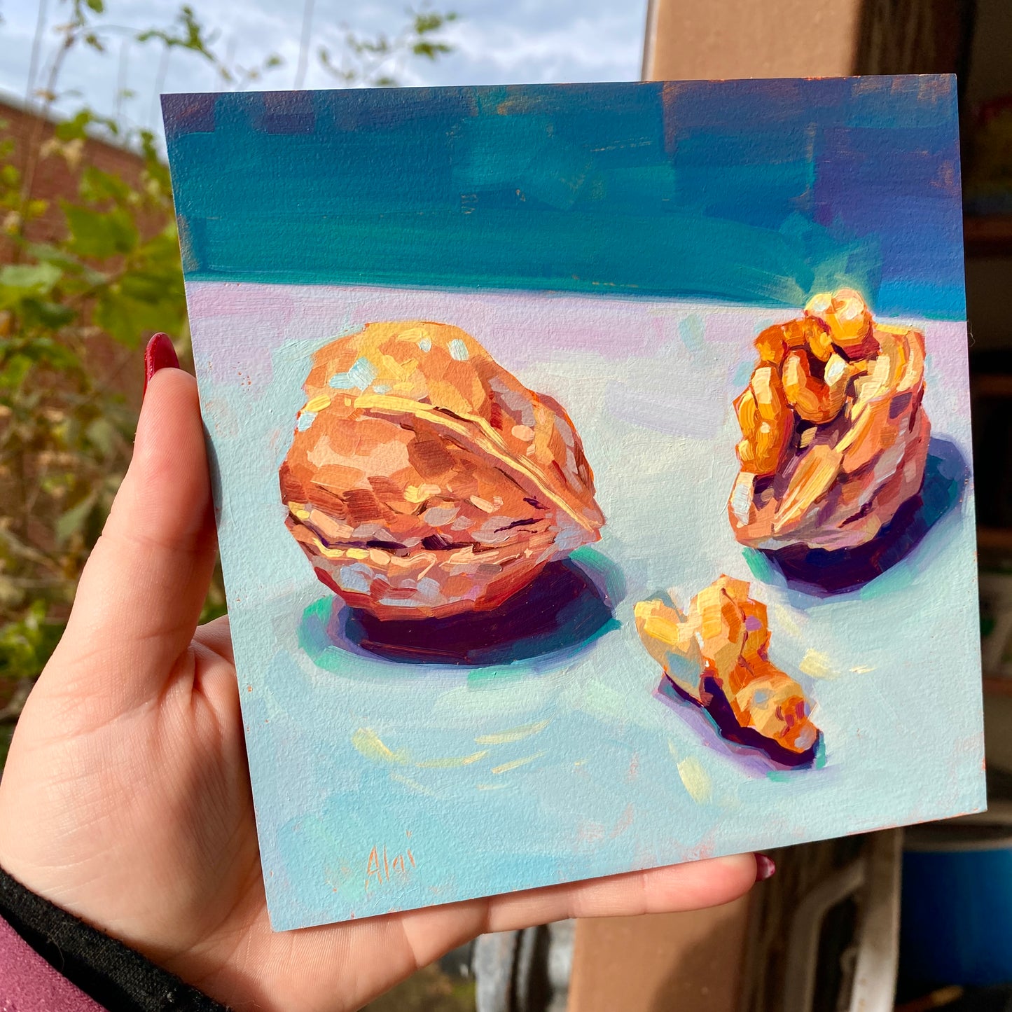 Walnuts - Original Oil Painting - Nut Still Life - 6 inches