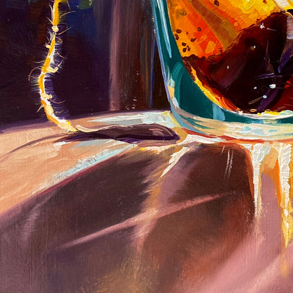 Pintura al óleo de vaso de té