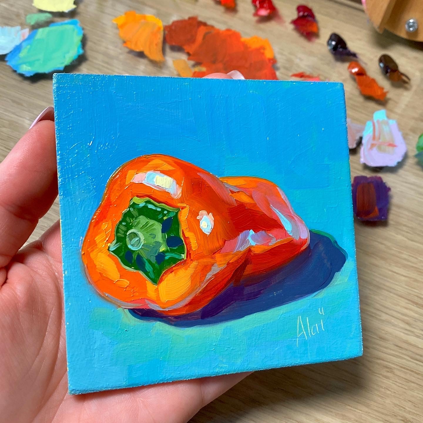 Pintura al óleo de pimienta naranja