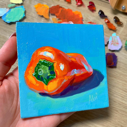 Pintura al óleo de pimienta naranja