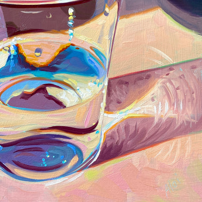 Vaso de agua III Cuadro al Óleo