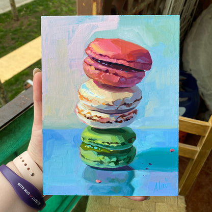 Pintura al óleo de macarrones