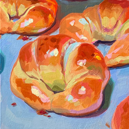 In the Oven - Original Oil Painting - Bakery Art - 12x12 inches