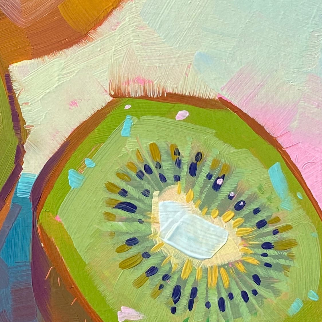 Pintura al óleo de kiwis