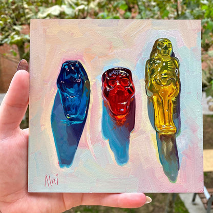 Spooky Gummies - Original Oil Painting - Halloween Candy Art - 6 inches