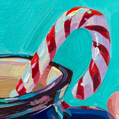 Pingucauldron Christmas - Original Oil Painting - 6x6 inches