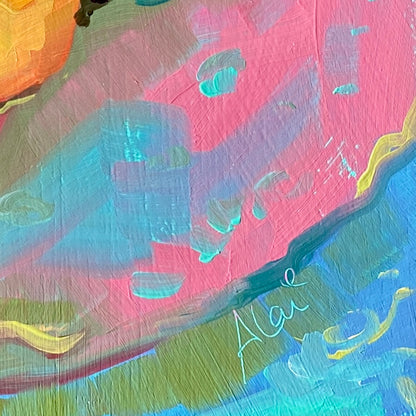 Pintura al óleo de huevo frito
